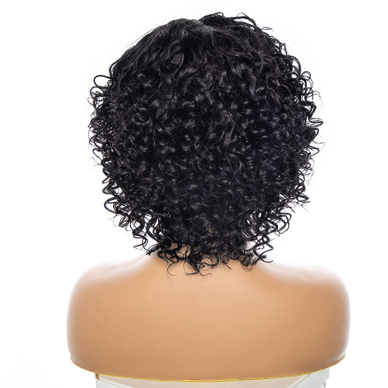 Women Wig Human Hair Blend Wig Deep Wave Wig With Bangs