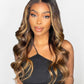 Chocolate Brown Highlight Body Wave T Part HD Lace 26" Blended Wig