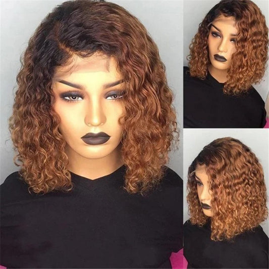Short Water Wave 14''Highlight HD Lace Glueless Blended Wig