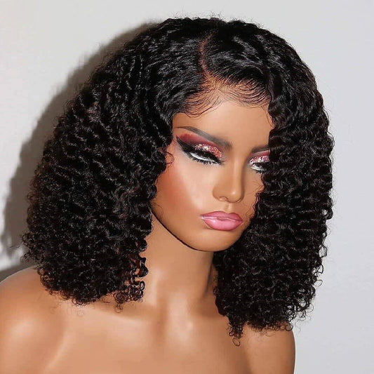9.7 Kinky Curly Wig 4*1 T Part Lace Pre Plucked Glueless Human Hair Wig