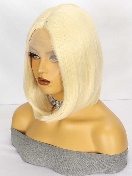 Blonde Bob Straight Glueless T Part 13*4*1 Lace Pre Plucked Blend Wig