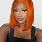Orange Straight Bob Pre Plucked Glueless Wig 100% Human Hair HD Lace 13*4 Frontal  Wig