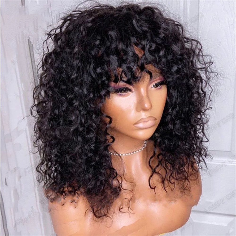 Curly Wigs Human Hair Glueless Wigs Water Wave None Lace Front Wigs Short Curly Bob Wigs