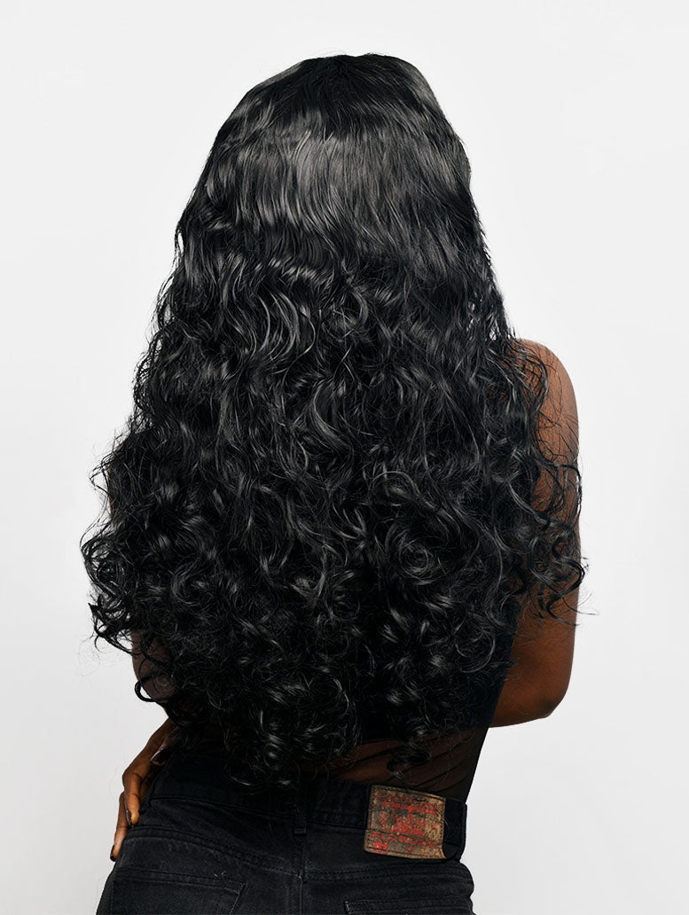 Pre-Plucked Natural Black Deep Curly HD Lace Long Wig 100% Human Hair