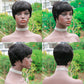 Short Wigs Pixie Cut Wigs With Bangs 100%Human Hair Short Black Wigs for Women 1B Color