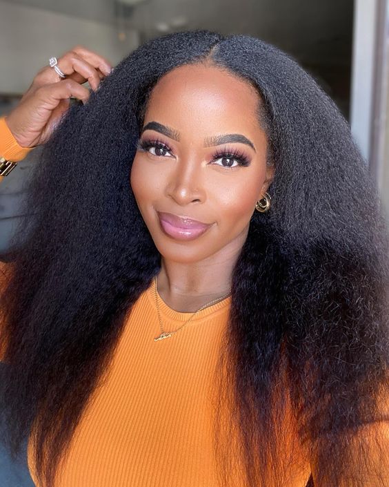 30'' T Part 13*4*1 Lace Kinky Straight Blend Hair  Wig