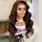 8.18Dark Brown Body Wave Wig 13*1 T Part Glueless T Part Lace Pre Plucked 100% Human Hair