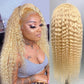 8.22 613 4*4 Closure Lace Wig Curly Human Hair Deep Wave Blonde 150% Density Pre Plucked With Baby Hair