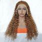 8.23 #8 Light Brown Water Wave T Part Lace Wig Curly Human Hair Deep Wave 150% Density Pre Plucked With Baby Hair