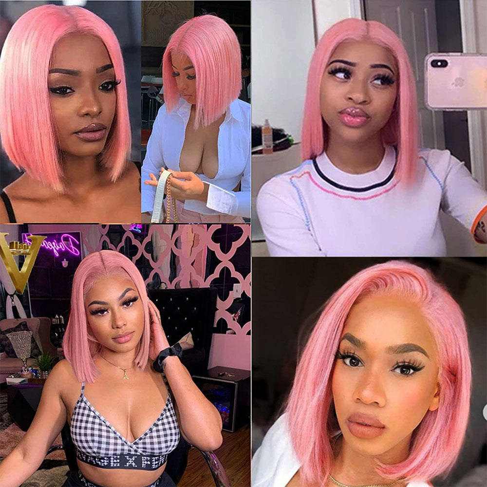 8.21  2 Color Bob Wig Human Hair Pre Plucked Short Bob 13*4 Lace Front Wig Pre Plucked Glueless HD Lace Wig