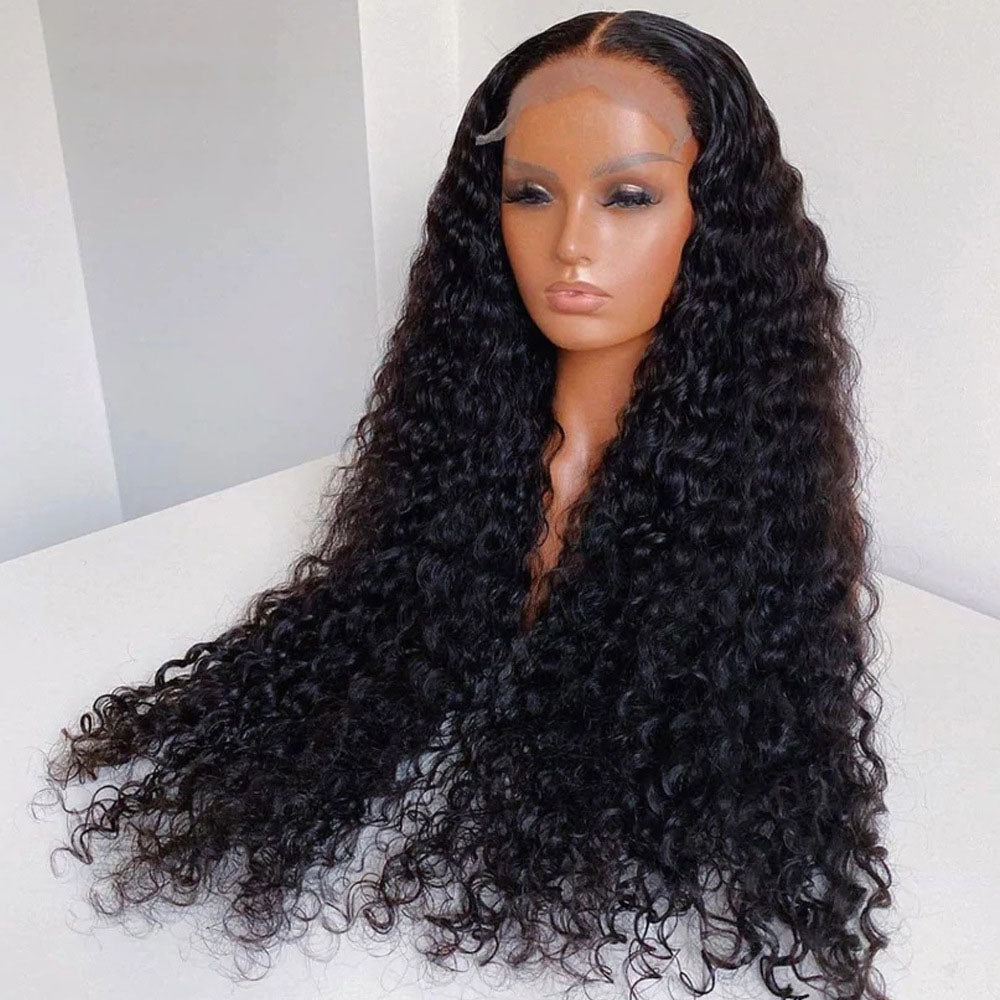 8.23 5*5 Closure Lace Glueless Natural Black Wig Human Hair Curly 150% Density Wig Pre Plucked With Baby Hair