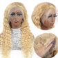 8.22 613 4*4 Closure Lace Wig Curly Human Hair Deep Wave Blonde 150% Density Pre Plucked With Baby Hair