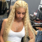8.22 613 T Part Lace Wig Curly Human Hair Deep Wave Blonde 150% Density Pre Plucked With Baby Hair