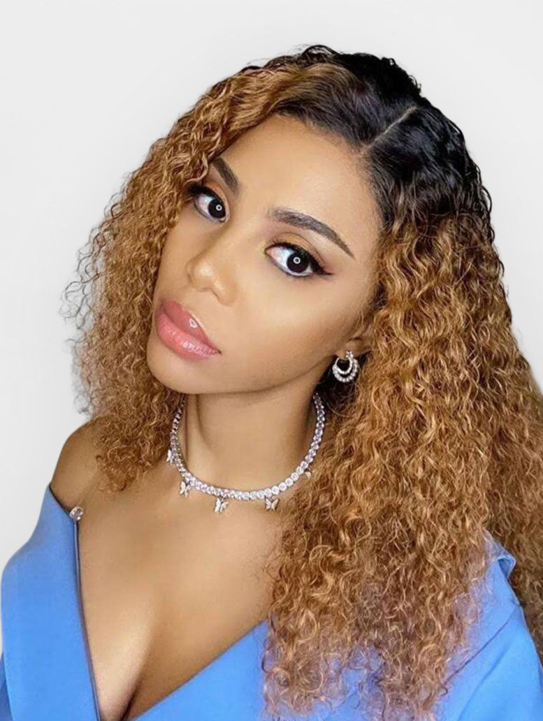Short Water Wave 14''Highlight HD Lace Glueless Blended Wig