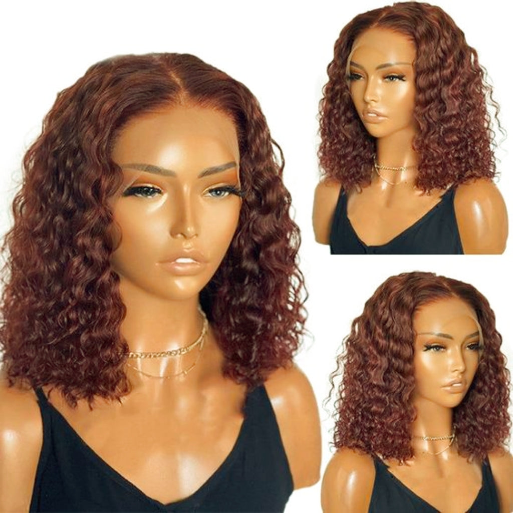 Brown Curly 4*4 12inch Lace Pre Plucked 100% Human Hair