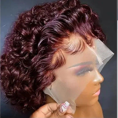 Short Curly Pixie Cut 13X1 HD Lace Front Wigs Human Hair Plucked Wigs for Women (8 Inch,1B/99J)