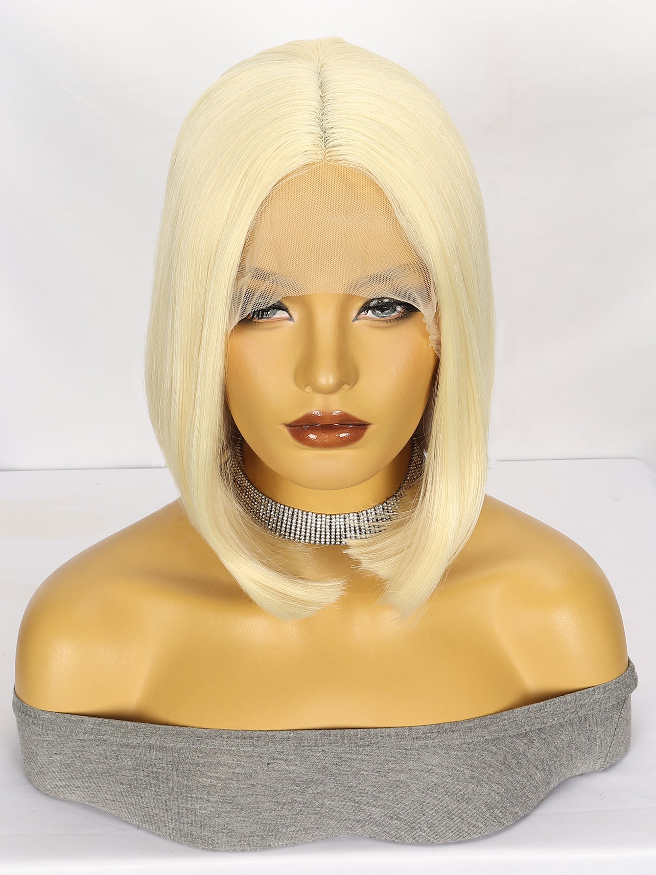 Blonde Bob Straight Glueless T Part 13*4*1 Lace Pre Plucked Blend Wig