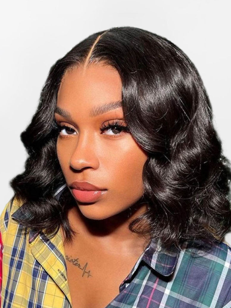 Short Body Wave 13x4 Frontal Lace Pre Plucked Wear and Go Short Body Wave Frontal Wigs 100% Human Hair