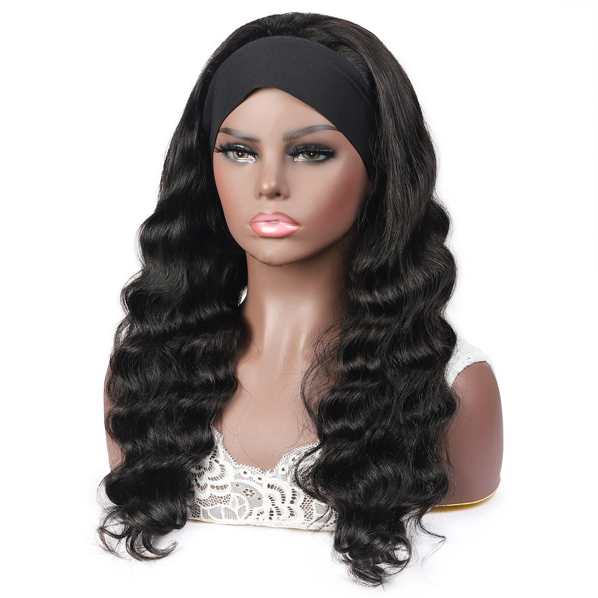 Loose-headband Glueless None Lace 100%Human Hair Wigs Natural Color