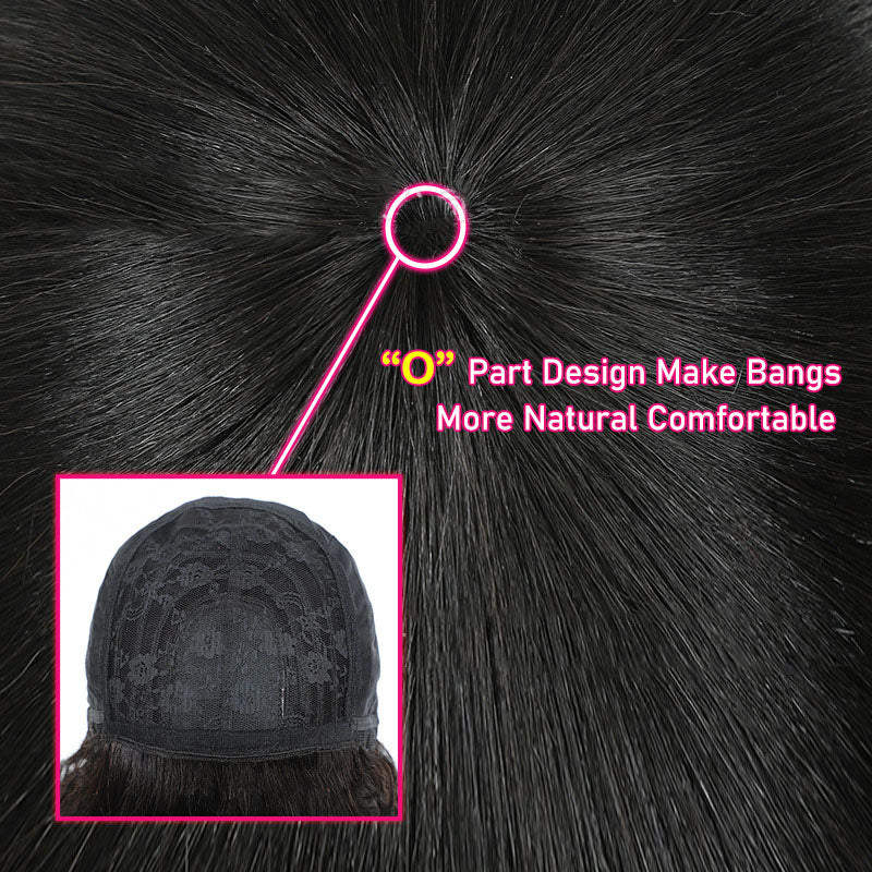 8.22 #1B/30 Highlight Short Bob Wig 100%Human Hair With Bangs Straight Bob Wigs Glueless Natural Color None Lace Wig