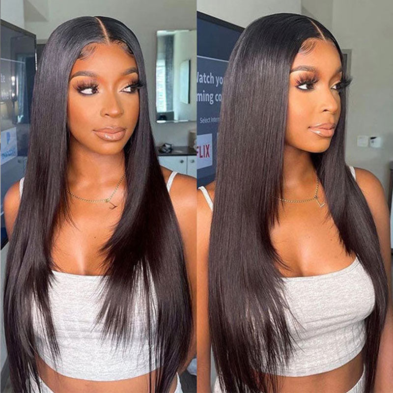 9.7 Bone Straight Glueless Pre-Plucked Undetectable HD Lace Long Wig 100% Human Hair