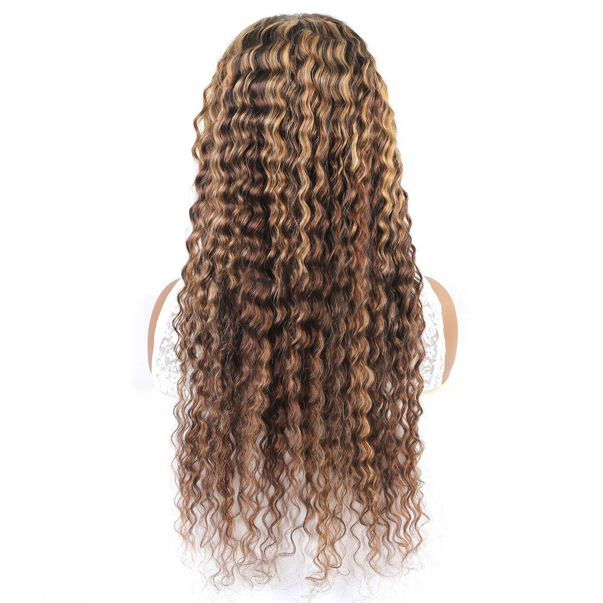 P4/27 Highlight  Deep Wave Curly Piano Color Wig T Part Lace 100% Human Hair