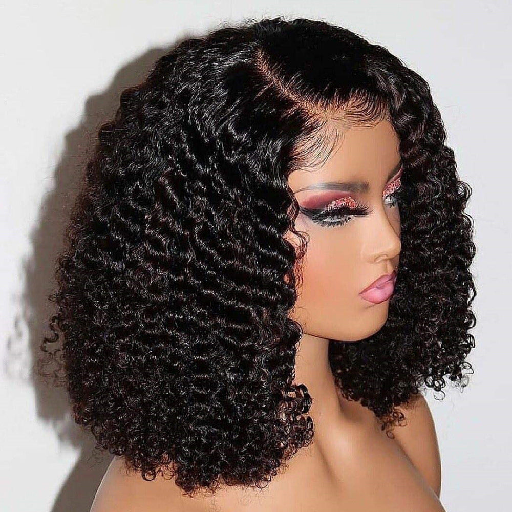 9.7 Kinky Curly Wig 4*1 T Part Lace Pre Plucked Glueless Human Hair Wig