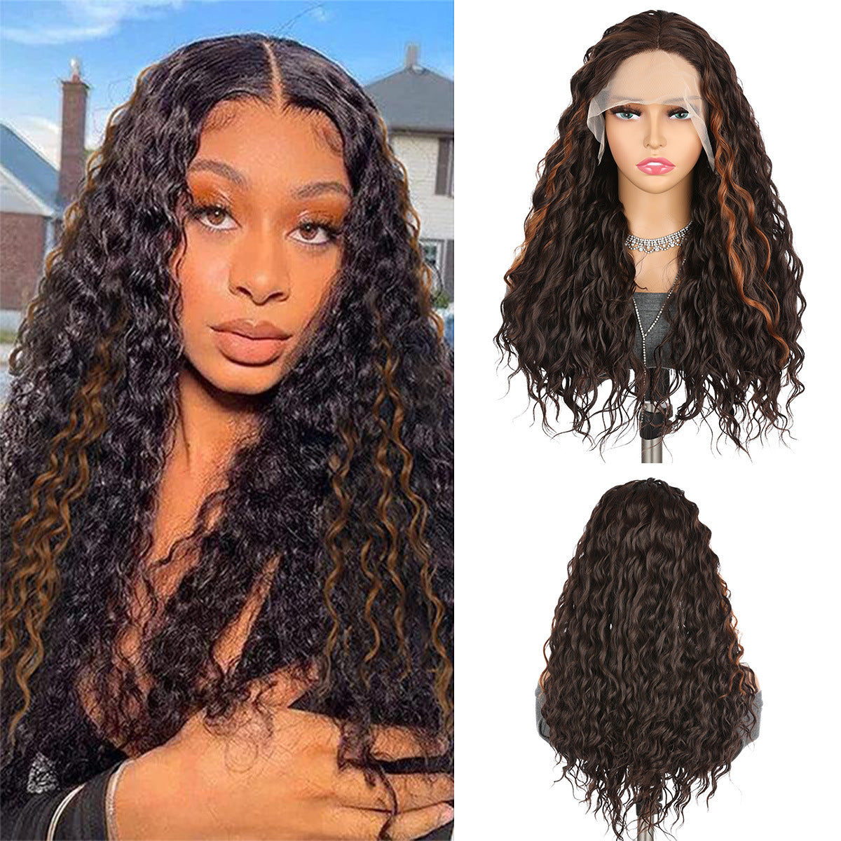 4/27 Spring Curl T Part 13*4*1 Pre Plucked Blend 26'' Wig