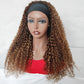 P4/27 Kinky Curly Highlight Color Headband Wig 100% Human Hair Wigs Glueless None Lace Front Wigs