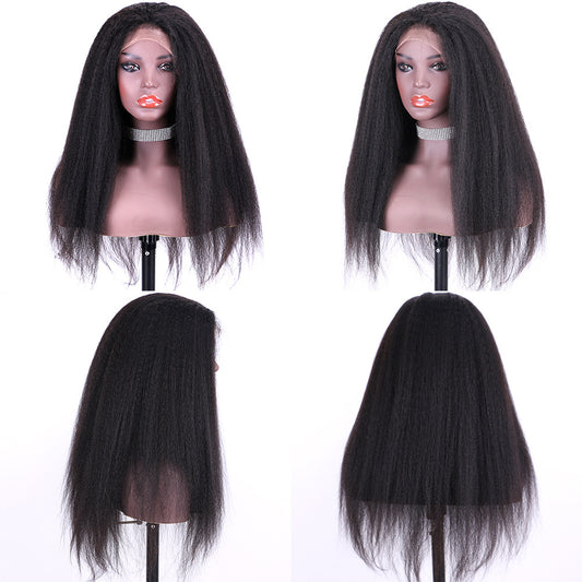 Kinky Straight Lace Front Wigs Human Hair 150% Density  8.23 13x6 Glueless Wigs for Women Yaki Straight Wigs Pre Plucked with Baby Hair Natural Color
