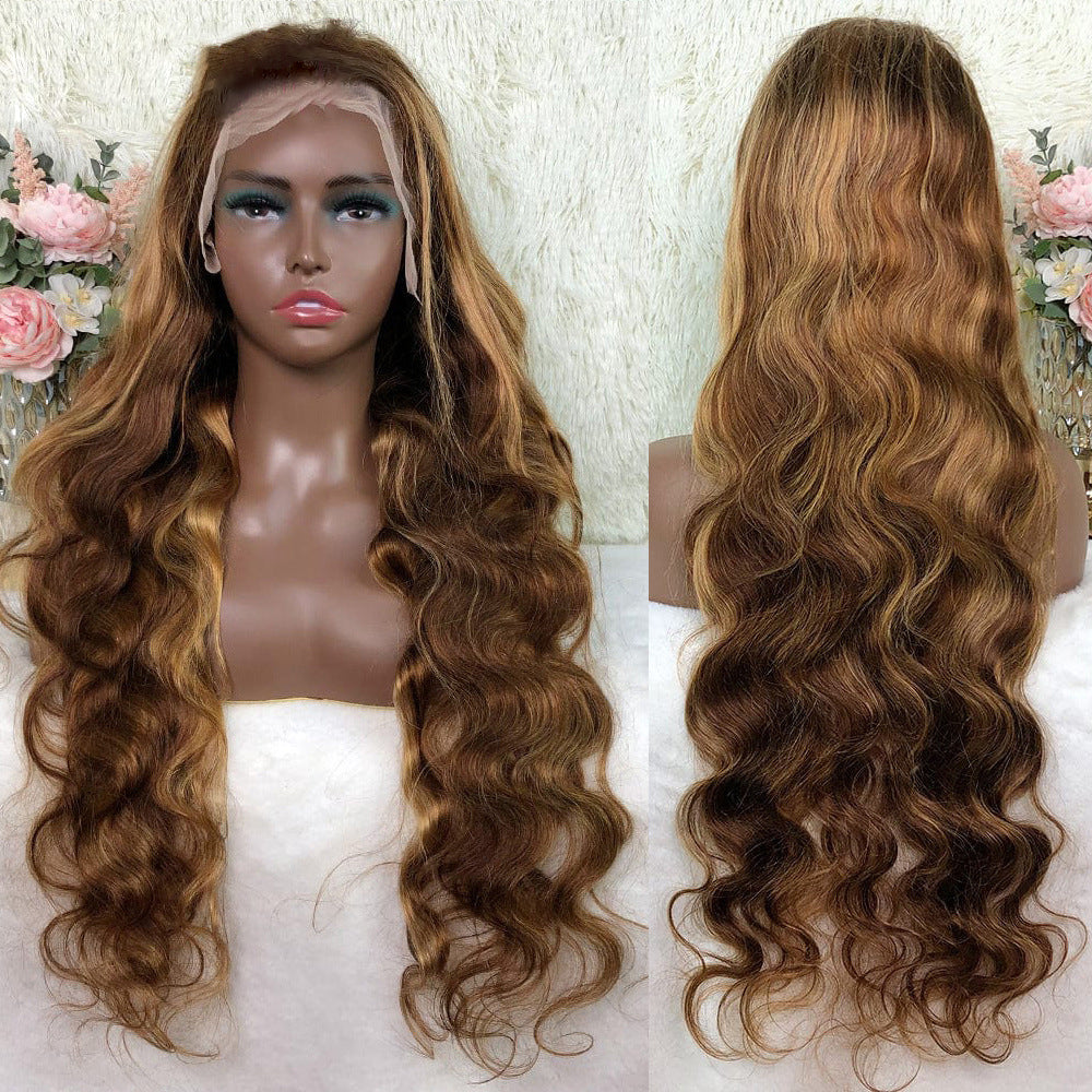 Highlight P4/27Wig 100%Human Hair Body Wave Wigs Piano Color Wig Wet And Wavy T Part Wig