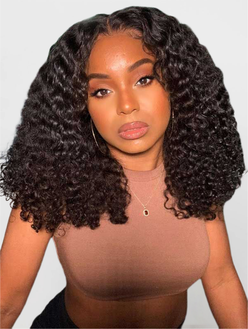 Kinky Curly Glueless Blended T part 4*1 Lace 16inch