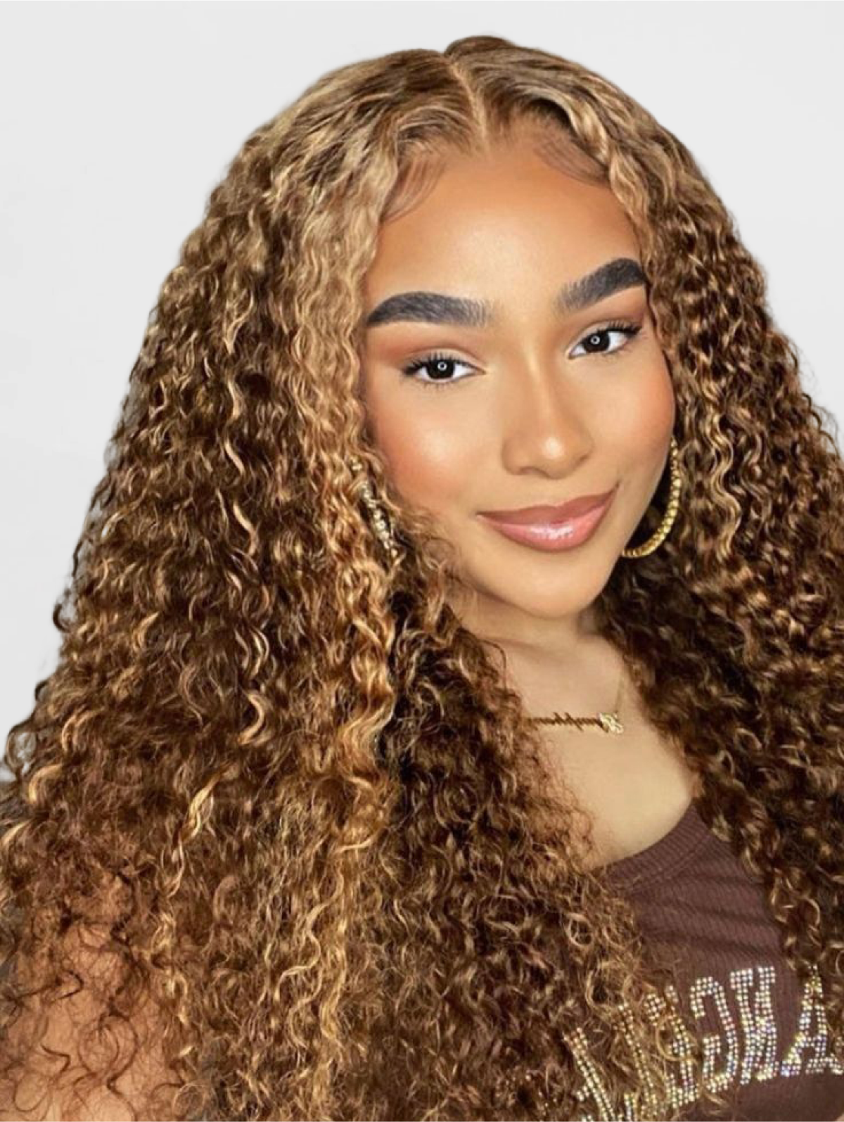P4/27 Highlight  Deep Wave Curly Piano Color Wig T Part Lace 100% Human Hair