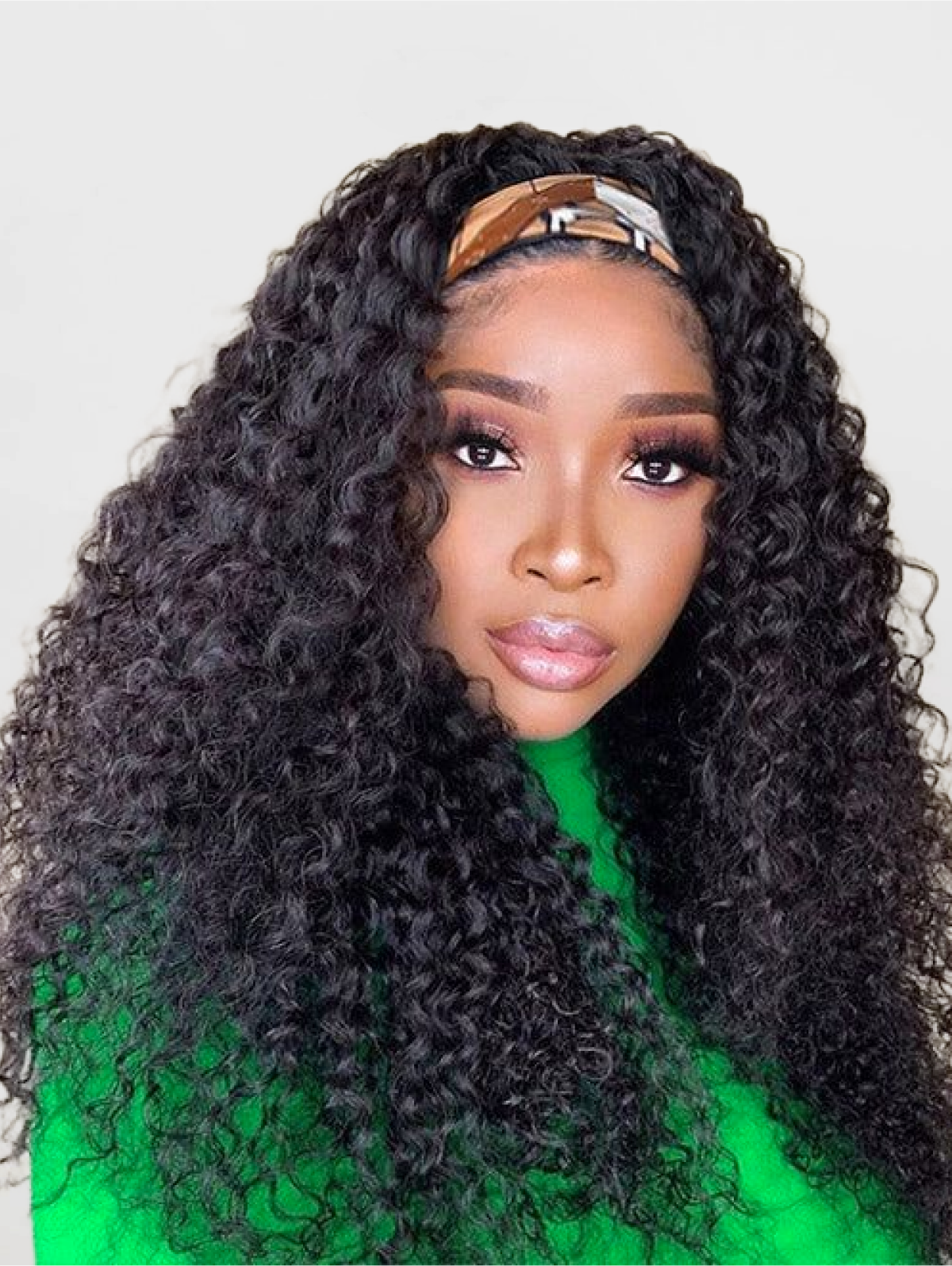 Headband Wig Deep Wave 100% Human Hair Wigs Glueless None Lace Front Wigs