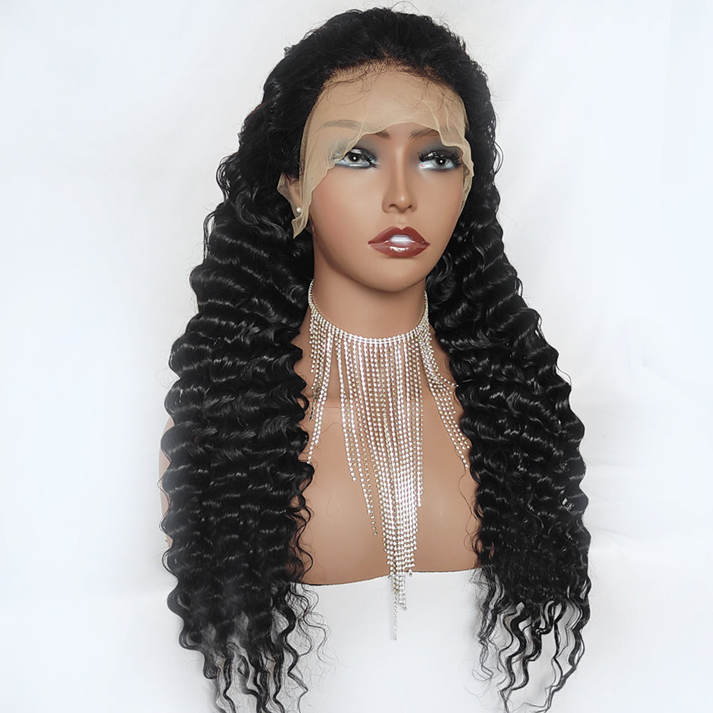 Breathable Loose Wave T Part HD Lace Glueless Mid Part Long Wig 100% Human Hair
