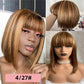 Put On and Go Realistic Glueless P4/27 Straight Bob Short Wig 100% Human Hair