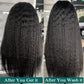 Glueless Pre-Plucked Natural Kinky Straight T Part HD Lace Long Wig 100% Human Hair