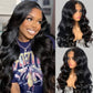 9.7 Loose Body Wave 4*4 Closure HD Lace Pre-Plucked Glueless Mid Part Long Wig 100% Human Hair